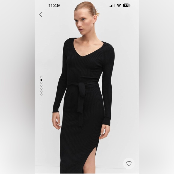 NWT MANGO BLACK DRESS WITH BELT SIZE 6 - Picture 5 of 11